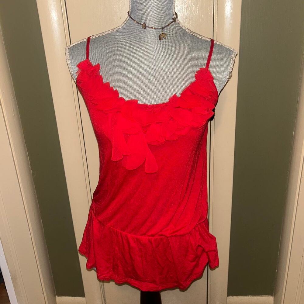 Red ruffled tank top